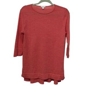 J. Jill 100% Merino Wool Women's Small Petite 3/4 Sleeve Hi Lo Tunic Sweater